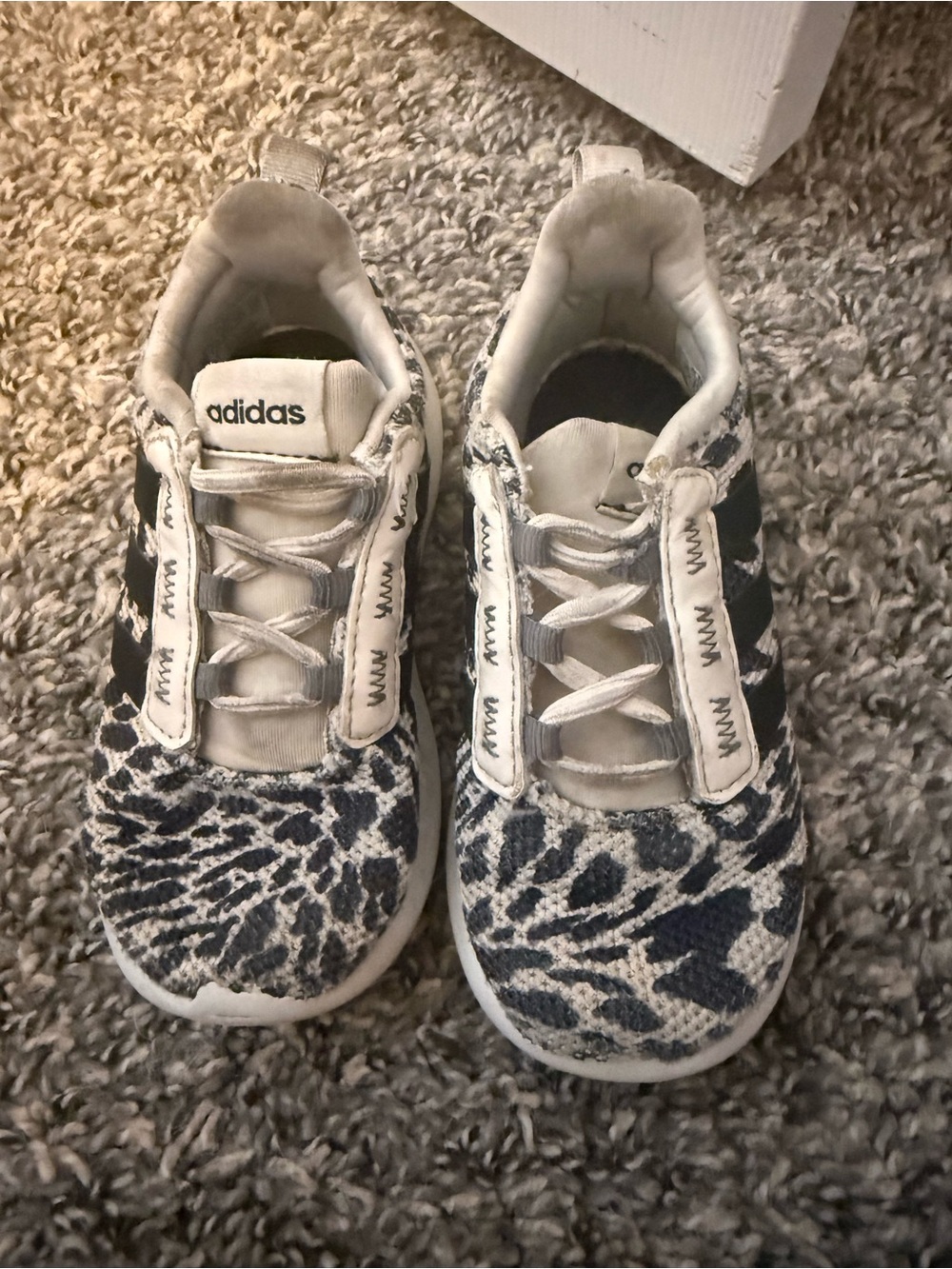 Adidas Toddler White and black animal print Athletic Sneakers